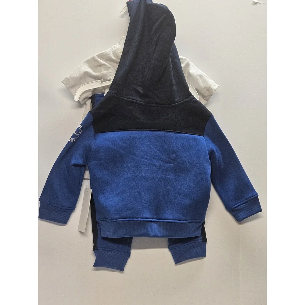DKNY 18 M, Set Of 3, Blue Pull Over Hoodie/Blue Pants/ Crew Neck White T Shirt - Picture 6 of 12